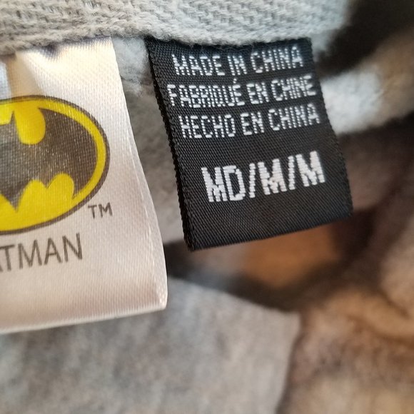 Boys Gray Batman Pullover Hoodie Sizes M & L - Picture 3 of 11